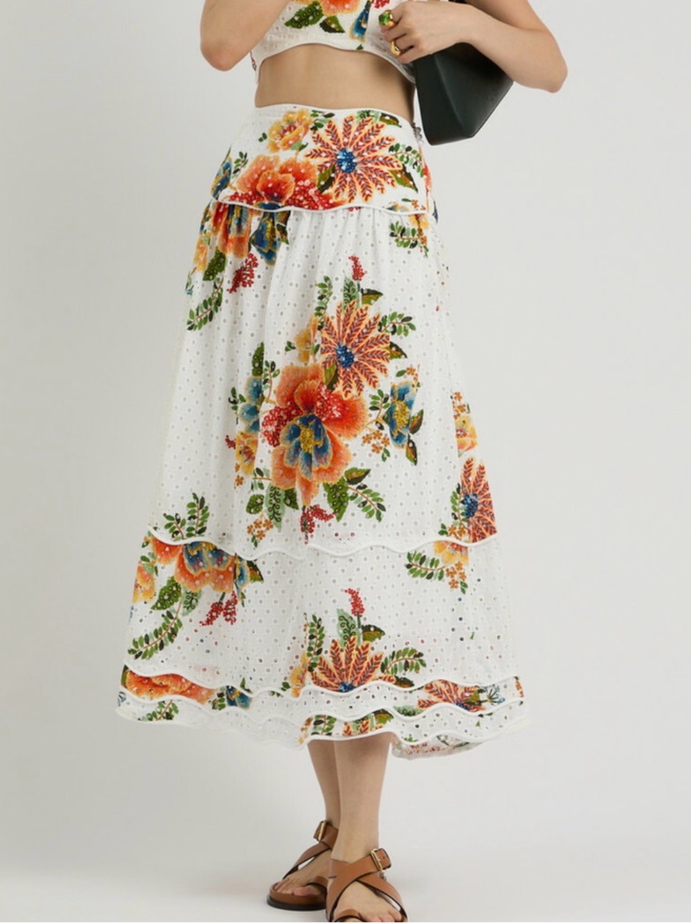 FARM Rio Delicate Garden Eyelet Midi Skirt Size Medium NWT $265 - Picture 5 of 10